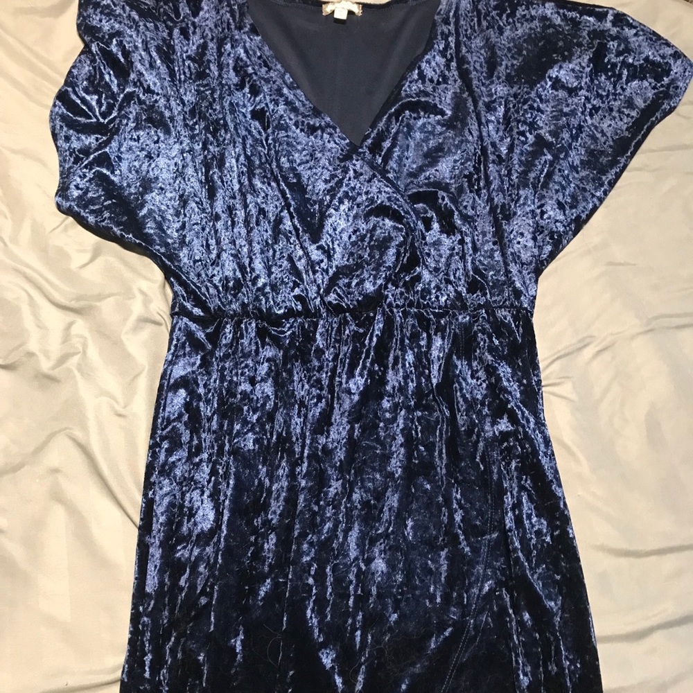 Navy Blue Velvet Dress
